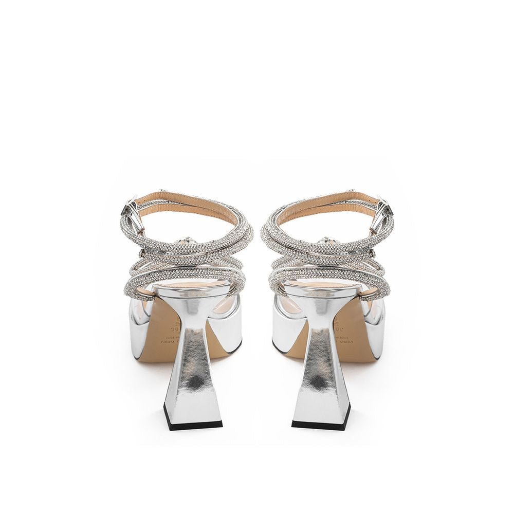 MACH &amp; MACH Élégantes plateformes en cuir argenté
