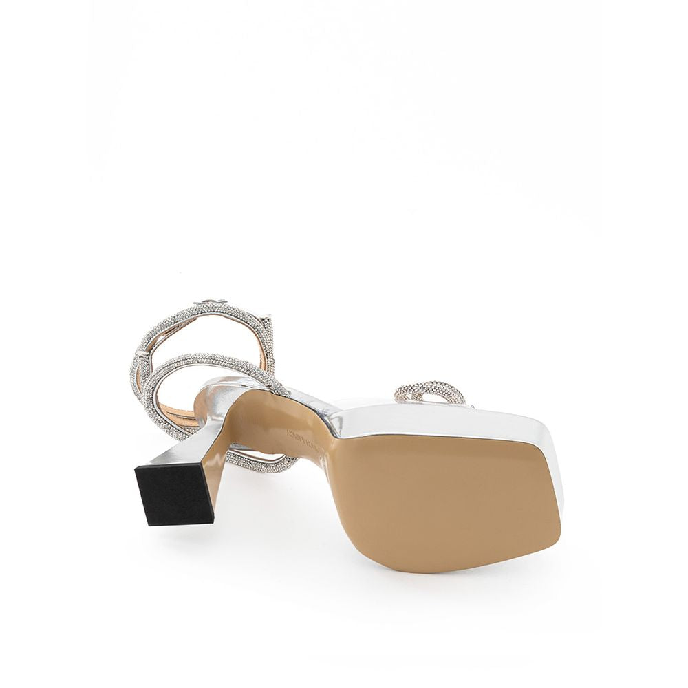 MACH &amp; MACH Élégantes plateformes en cuir argenté