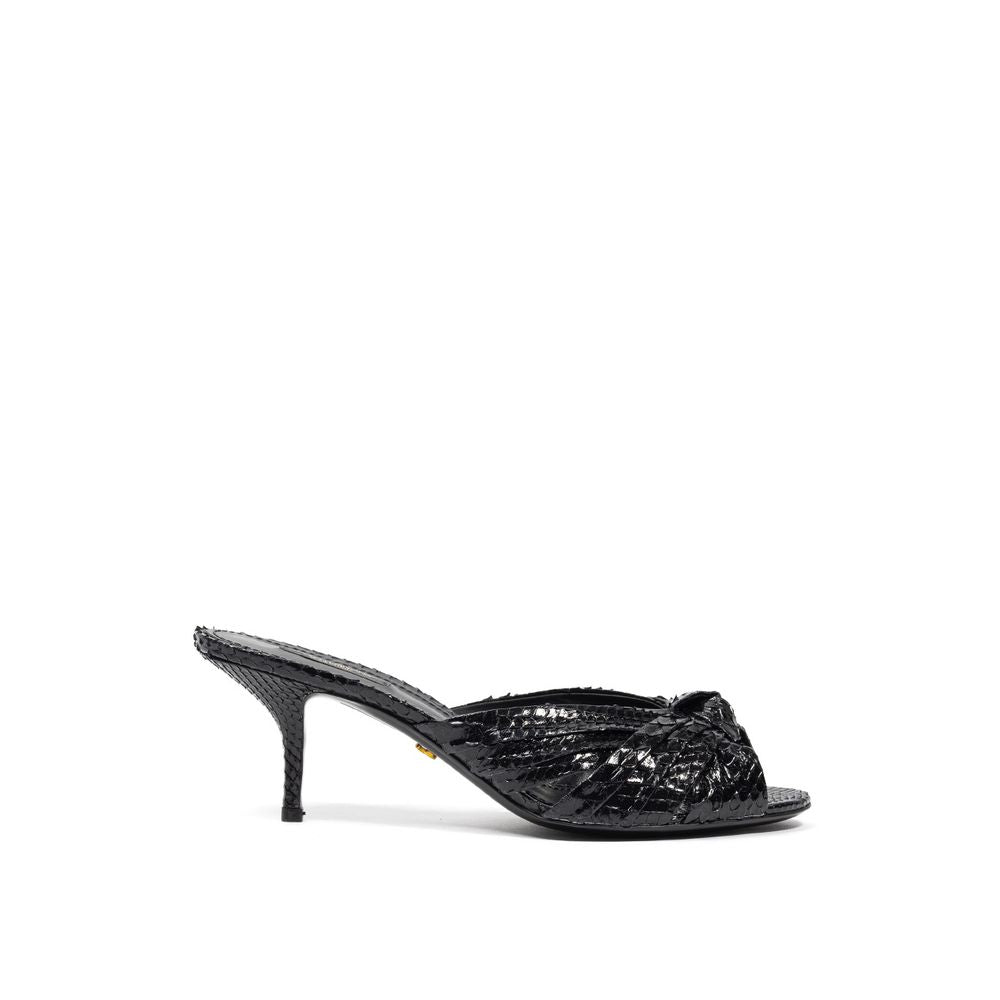 Dolce &amp; Gabbana Di Pitone Sandale aus schwarzem Leder