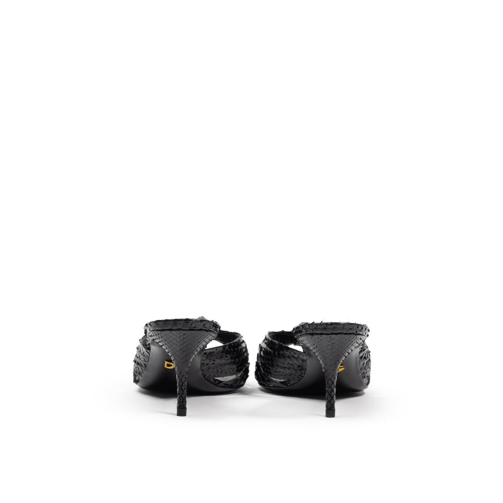 Dolce &amp; Gabbana Di Pitone Sandale aus schwarzem Leder