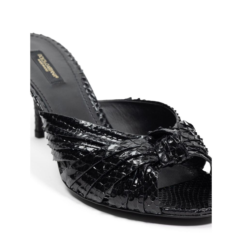 Dolce &amp; Gabbana Di Pitone Sandale aus schwarzem Leder