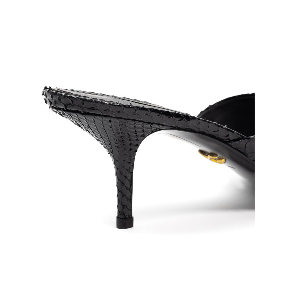 Dolce &amp; Gabbana Di Pitone Sandale aus schwarzem Leder