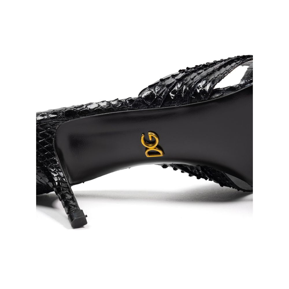 Dolce &amp; Gabbana Di Pitone Sandale aus schwarzem Leder