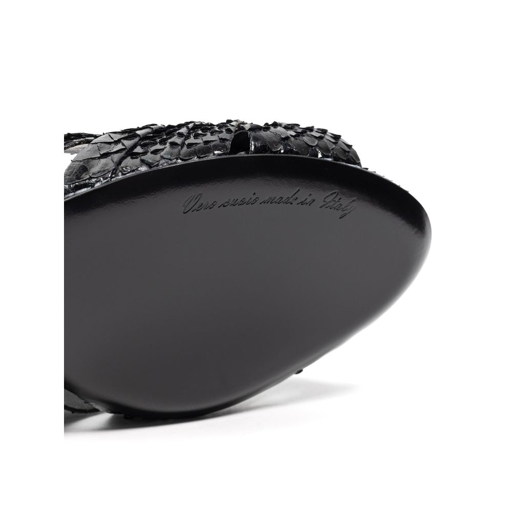 Dolce &amp; Gabbana Di Pitone Sandale aus schwarzem Leder