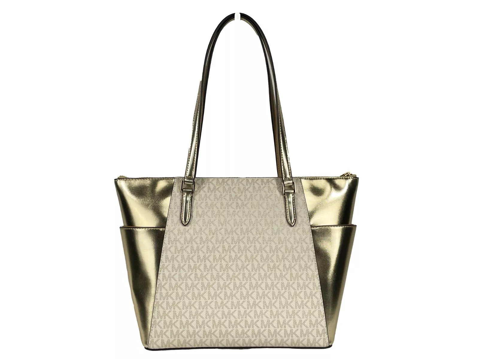 Michael Kors Charlotte Große Ledertasche mit Reißverschluss oben, Gold