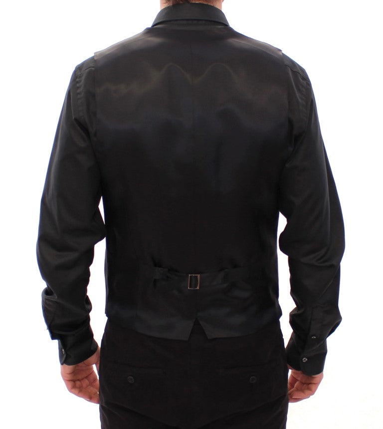 Dolce &amp; Gabbana Élégant gilet en laine à rayures noires