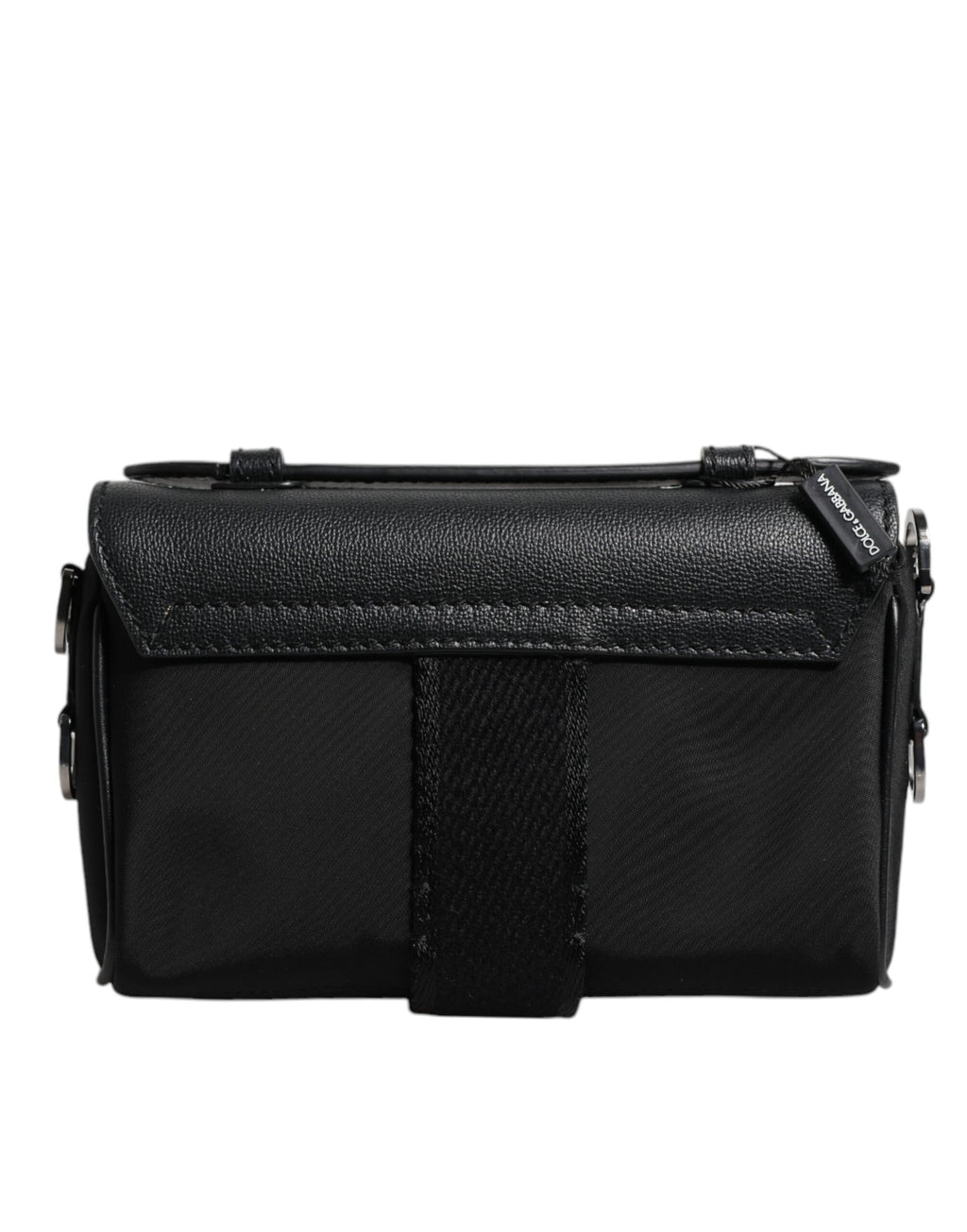 Sac bandoulière en cuir noir Dolce &amp; Gabbana avec plaque logo et boucle