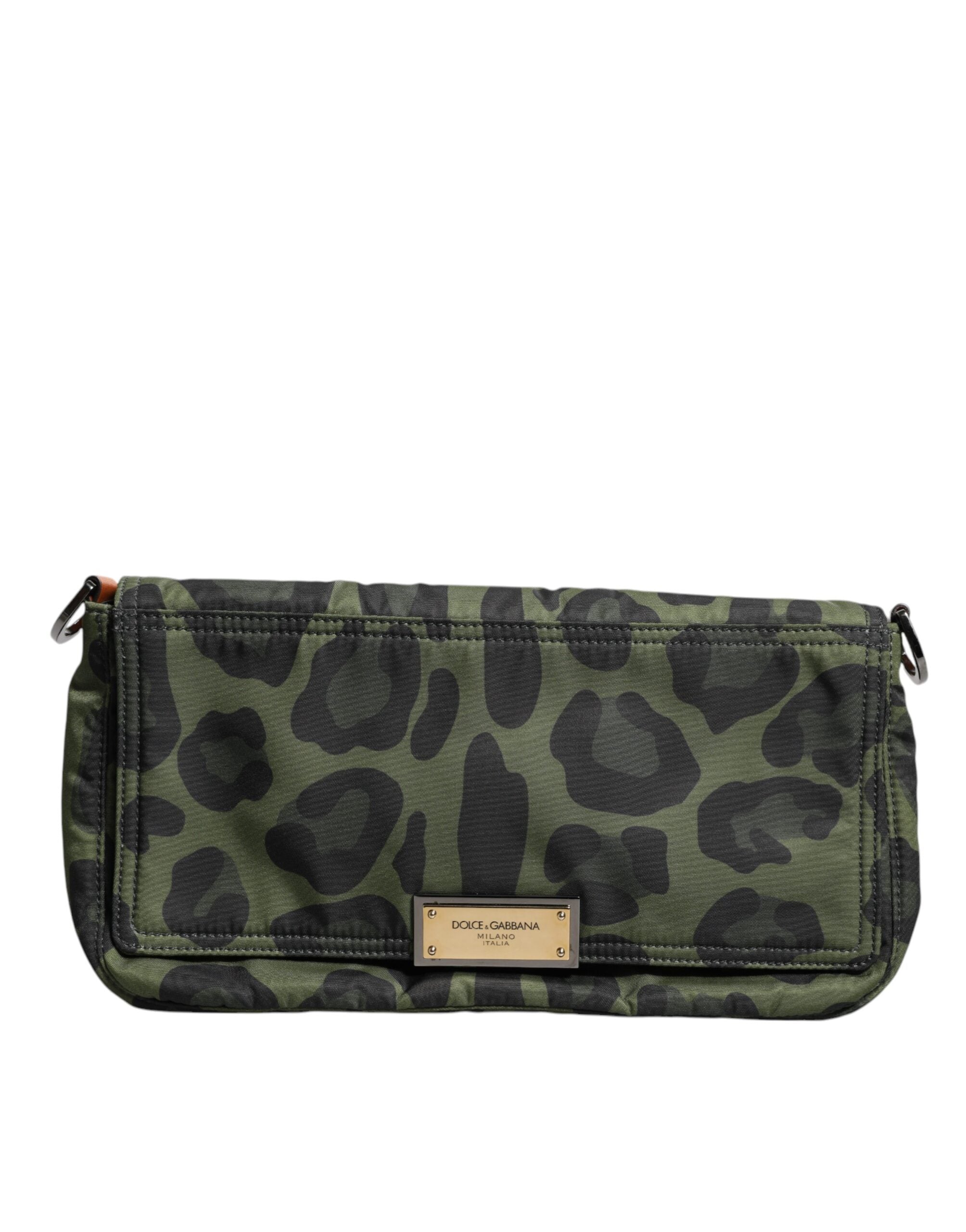 Sac bandoulière Dolce &amp; Gabbana en nylon vert à imprimé léopard