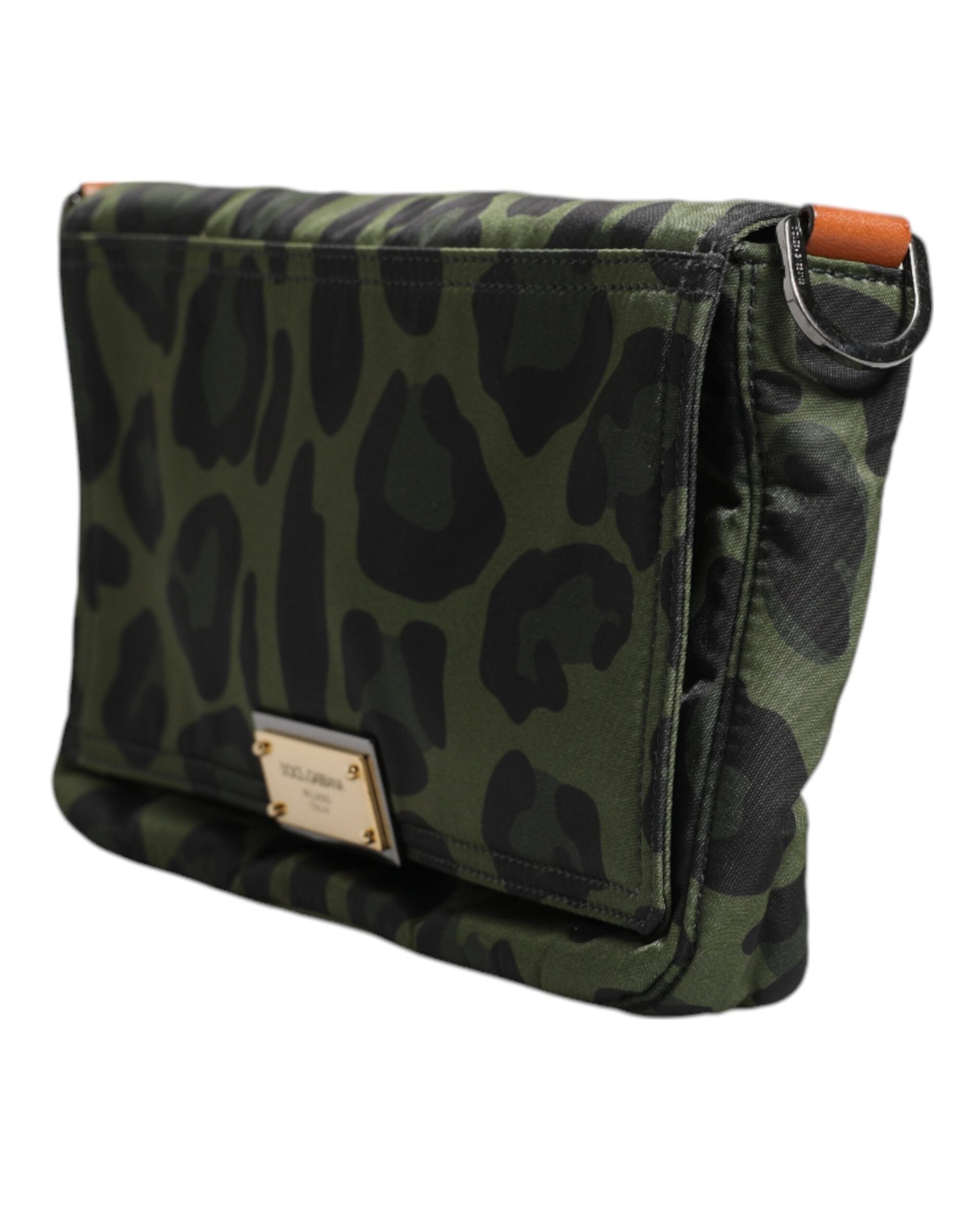Sac bandoulière Dolce &amp; Gabbana en nylon vert à imprimé léopard