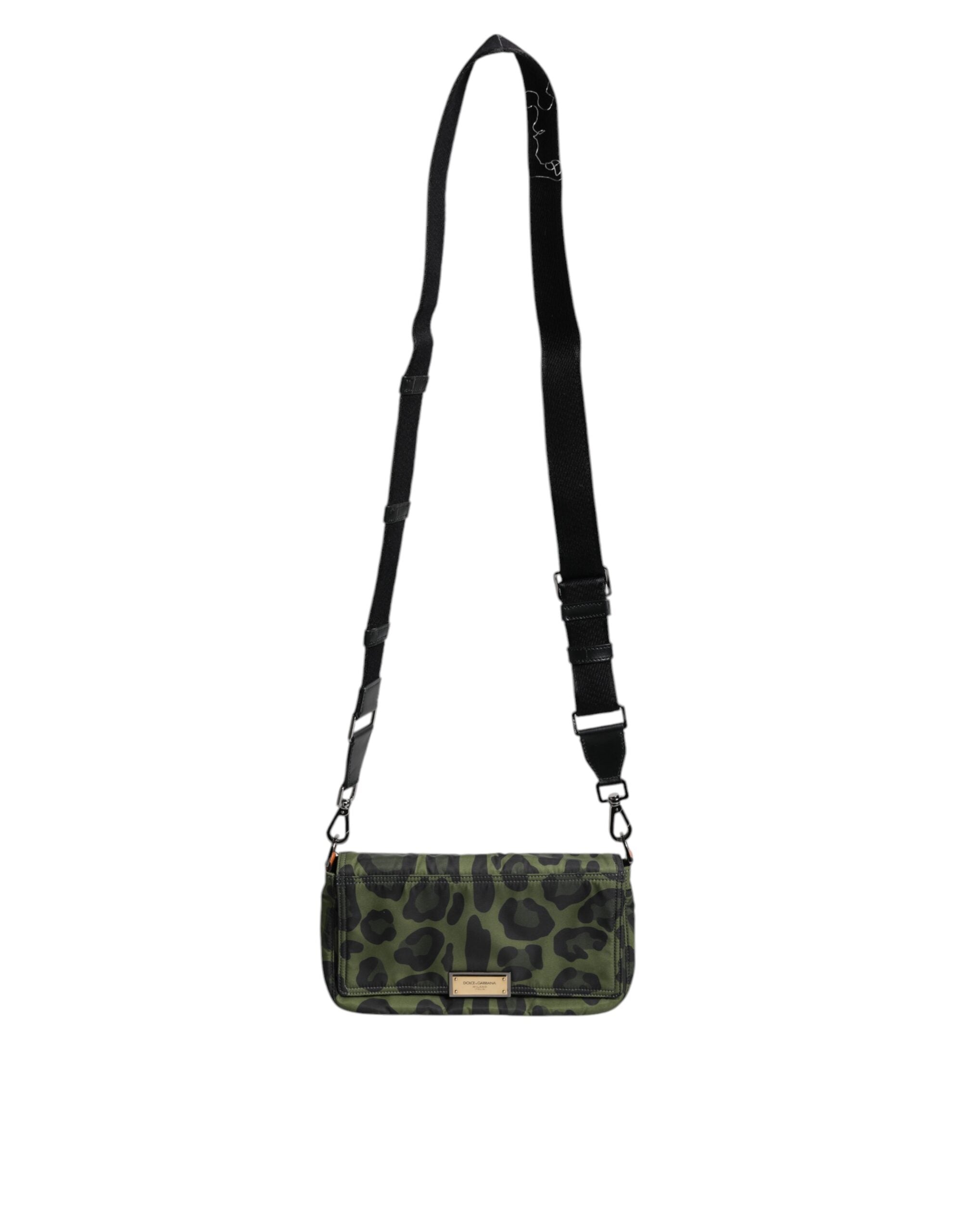 Sac bandoulière Dolce &amp; Gabbana en nylon vert à imprimé léopard