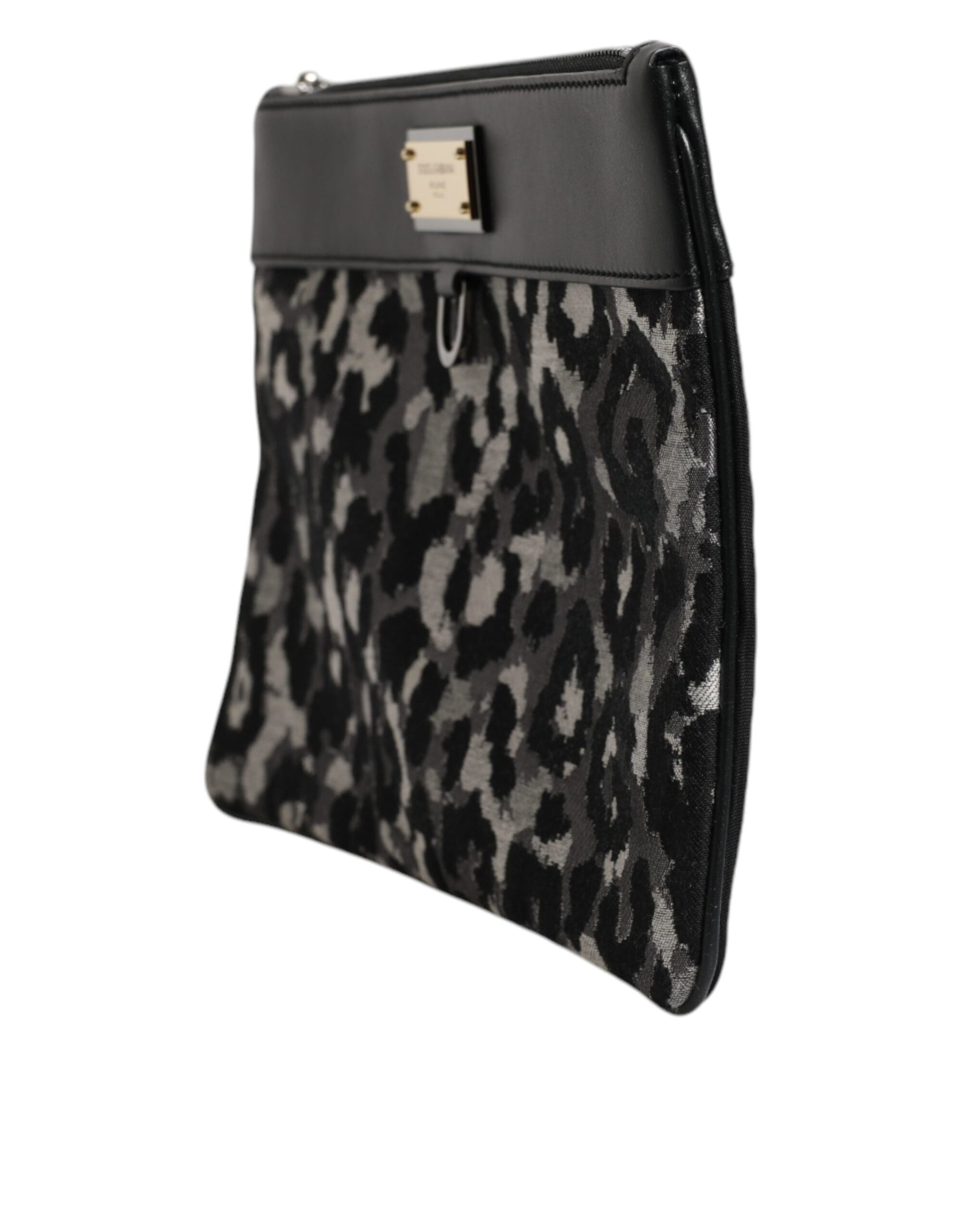 Dolce &amp; Gabbana Mehrfarbige Jacquard-Tasche mit Logo-Schild und Leopardenmuster für Herren