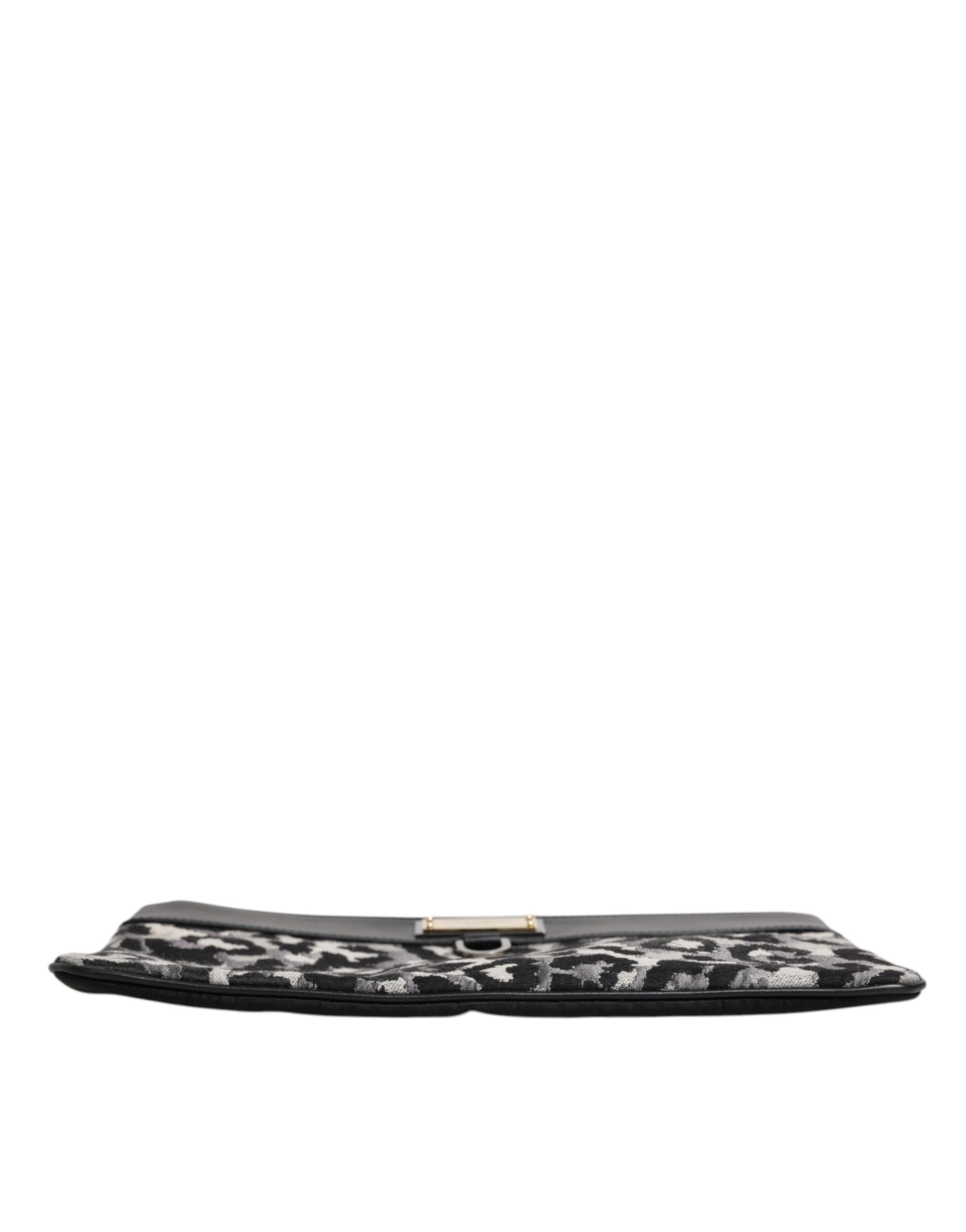 Dolce &amp; Gabbana Mehrfarbige Jacquard-Tasche mit Logo-Schild und Leopardenmuster für Herren