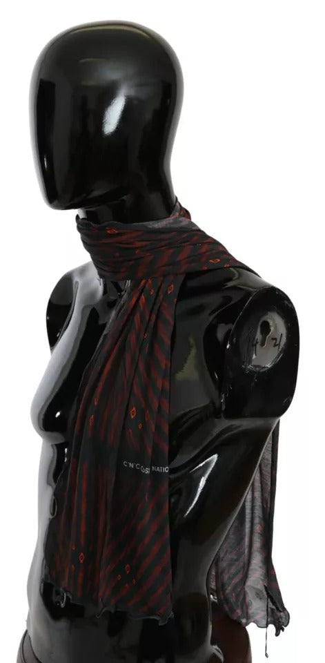 Foulard en viscose noir et rouge de marque Costume National