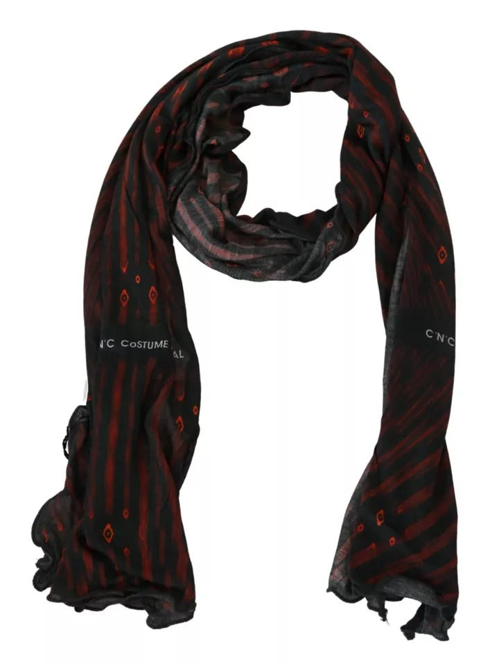 Foulard en viscose noir et rouge de marque Costume National