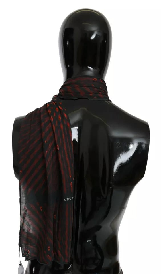 Foulard en viscose noir et rouge de marque Costume National