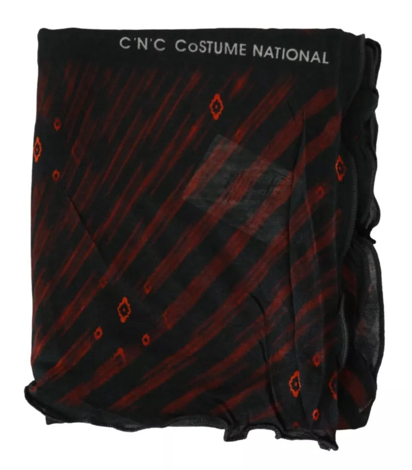 Foulard en viscose noir et rouge de marque Costume National