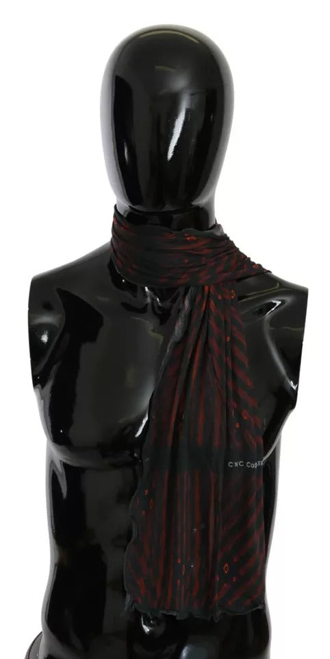 Foulard en viscose noir et rouge de marque Costume National
