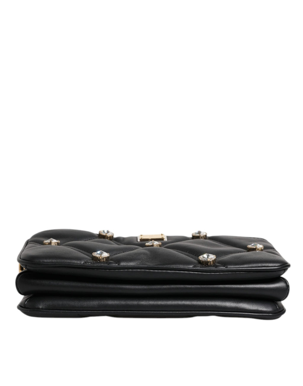 Sac à bandoulière Dolce &amp; Gabbana en cuir noir orné de cristaux et de logo