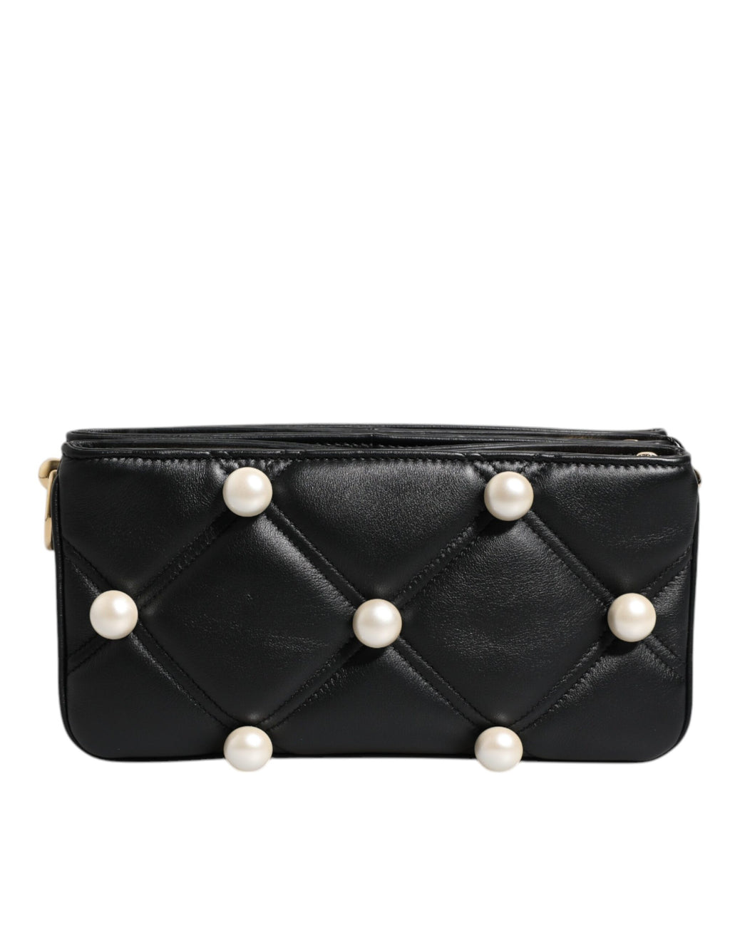 Sac à bandoulière Dolce &amp; Gabbana en cuir noir orné de perles et de logo