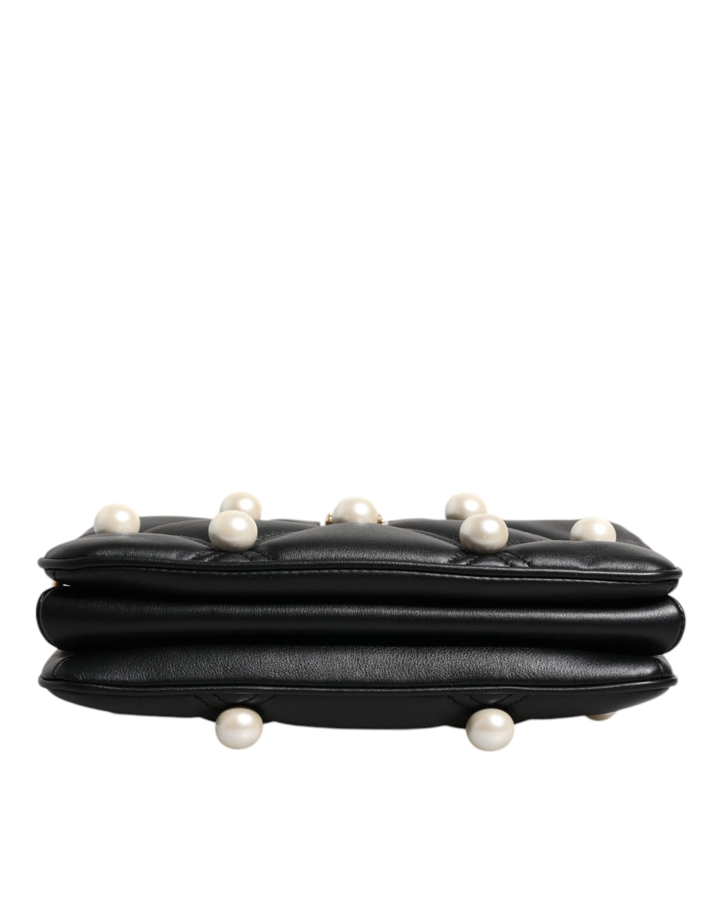 Sac à bandoulière Dolce &amp; Gabbana en cuir noir orné de perles et de logo