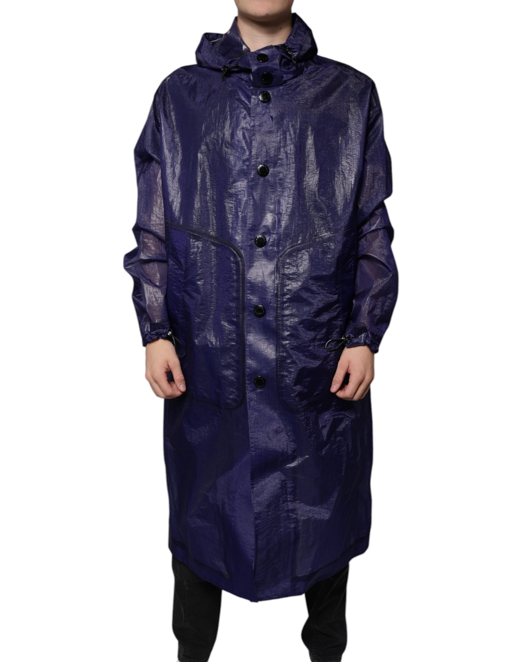Veste imperméable à capuche en coton bleu foncé Dolce &amp; Gabbana pour homme