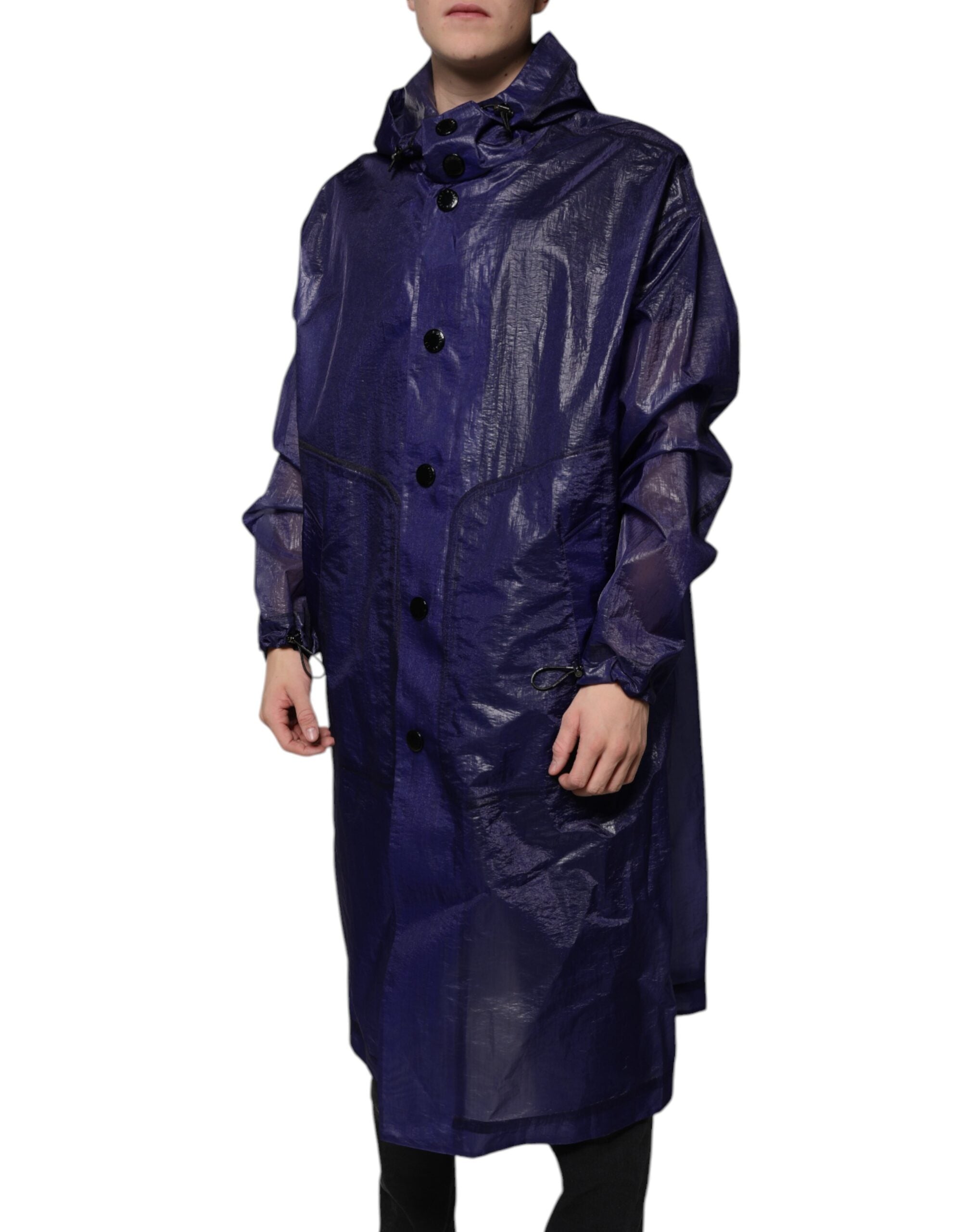 Veste imperméable à capuche en coton bleu foncé Dolce &amp; Gabbana pour homme