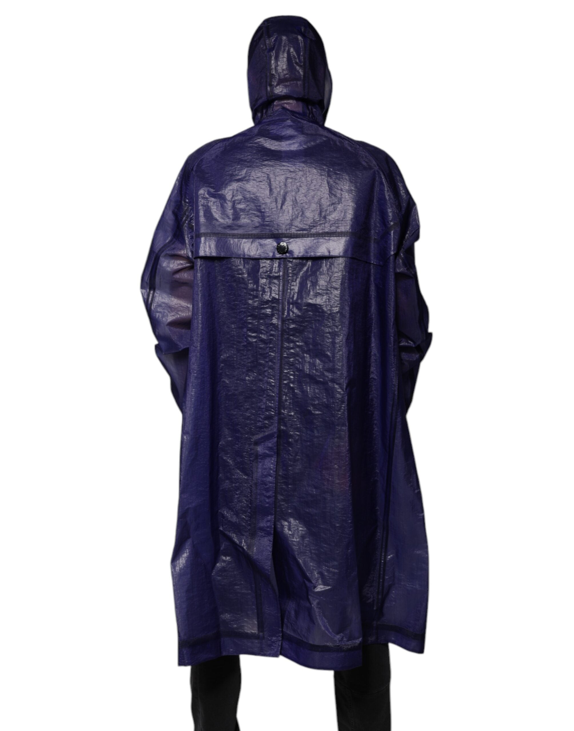 Veste imperméable à capuche en coton bleu foncé Dolce &amp; Gabbana pour homme