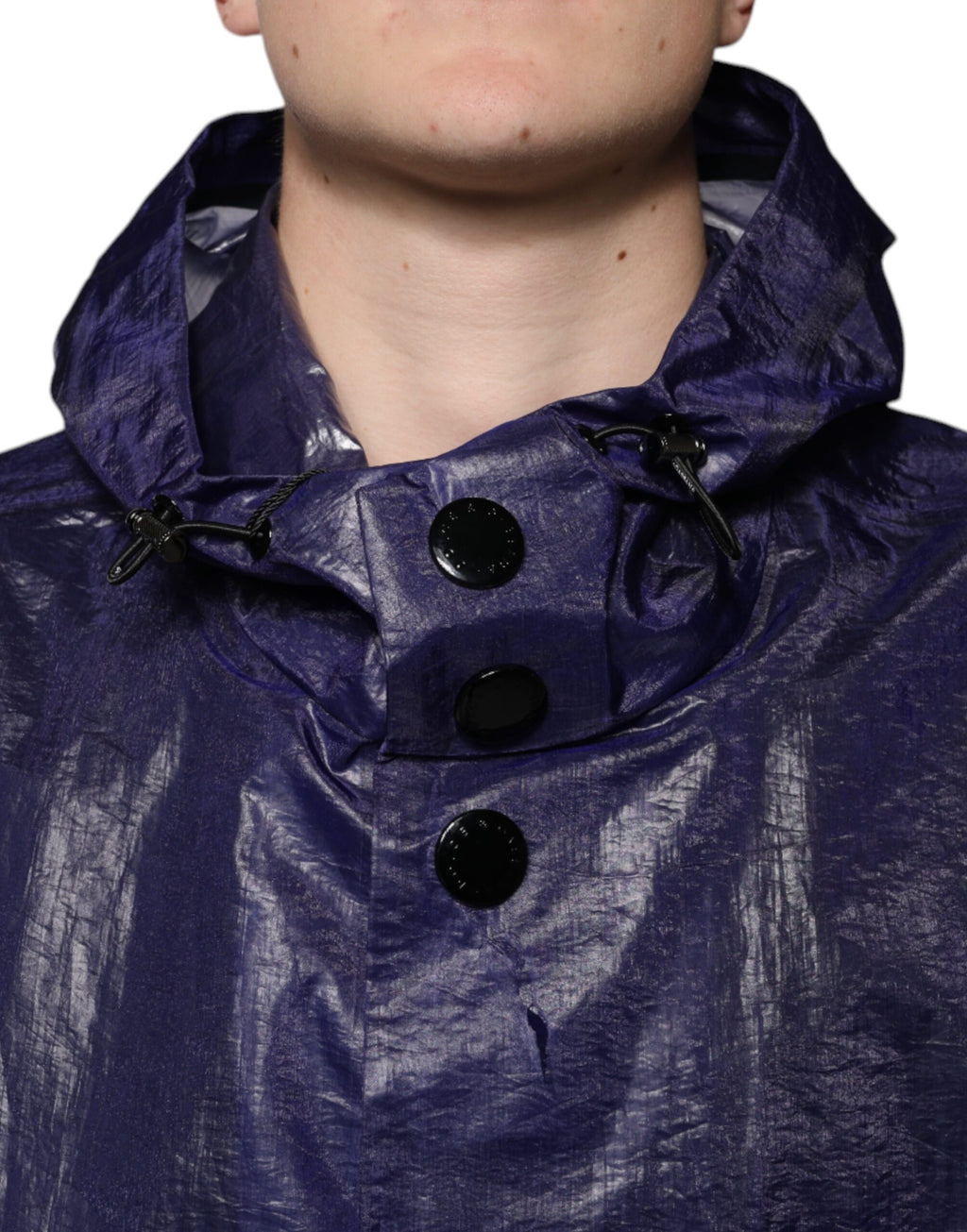 Veste imperméable à capuche en coton bleu foncé Dolce &amp; Gabbana pour homme