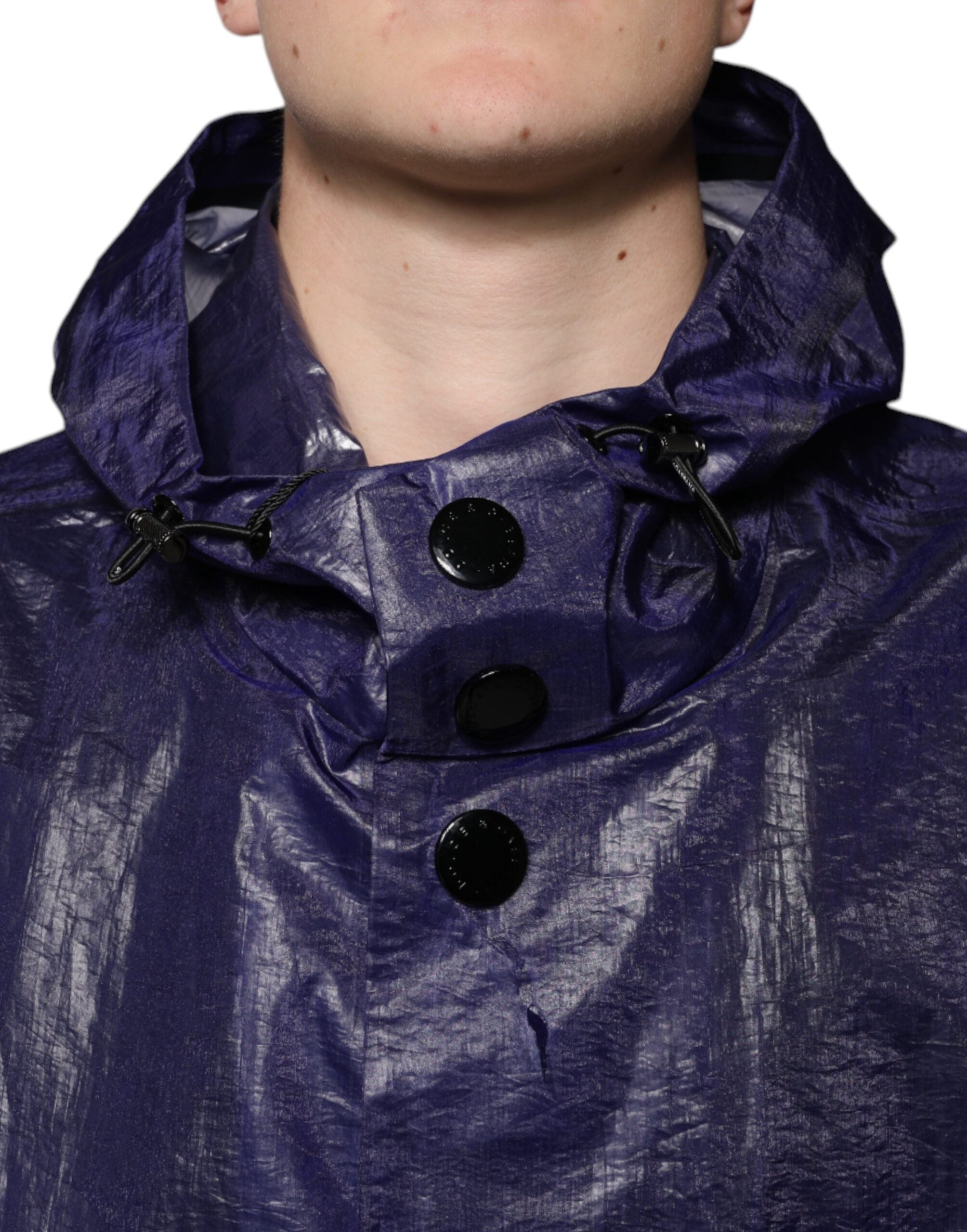 Veste imperméable à capuche en coton bleu foncé Dolce &amp; Gabbana pour homme