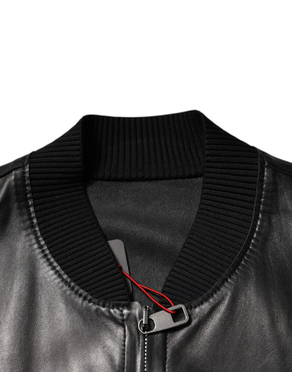 Dolce &amp; Gabbana Veste motard zippée en cuir d'agneau noir