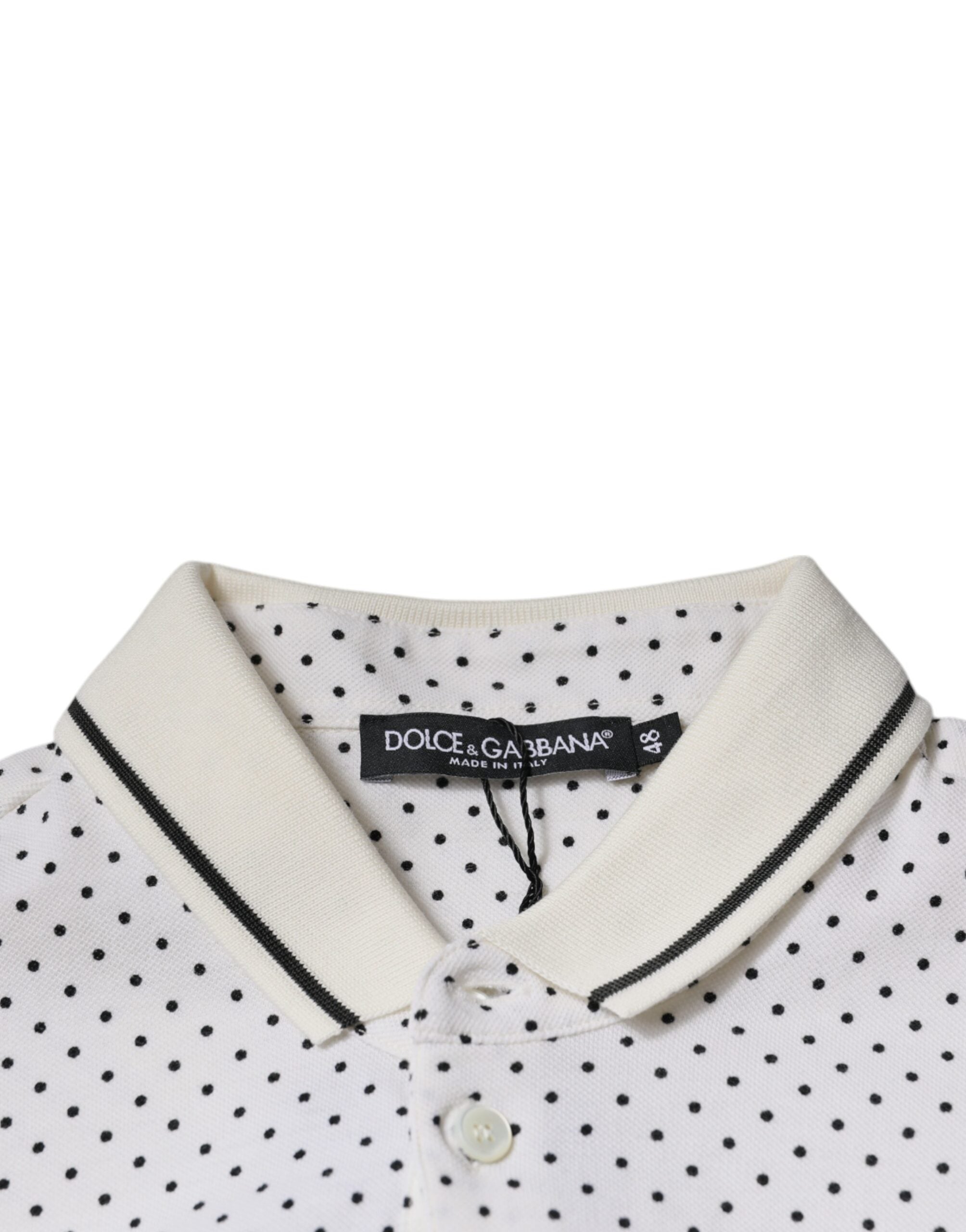 Polo à col en coton à pois blancs Dolce &amp; Gabbana