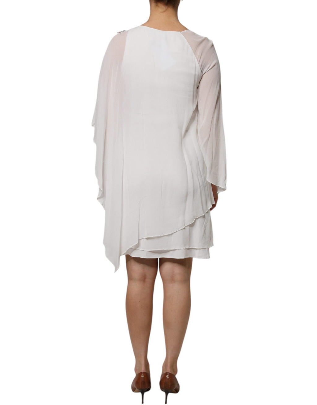 Robe droite en mousseline de viscose à broderies florales blanches Blumarine