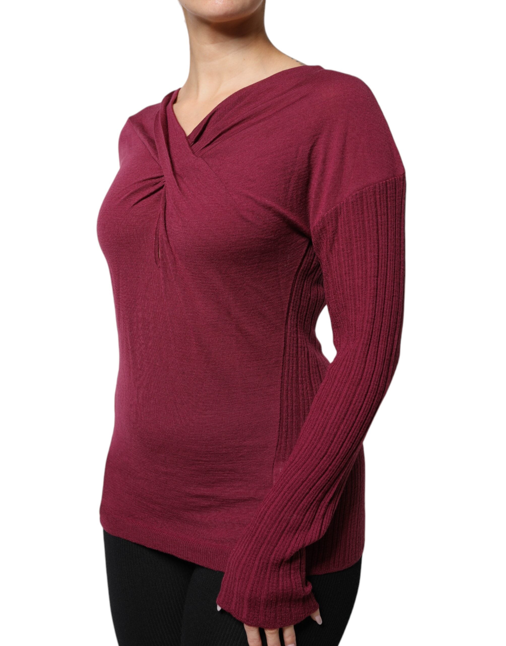 Roberto Cavalli Kastanienbrauner Pullover mit Schlüsselloch-Strickpullover