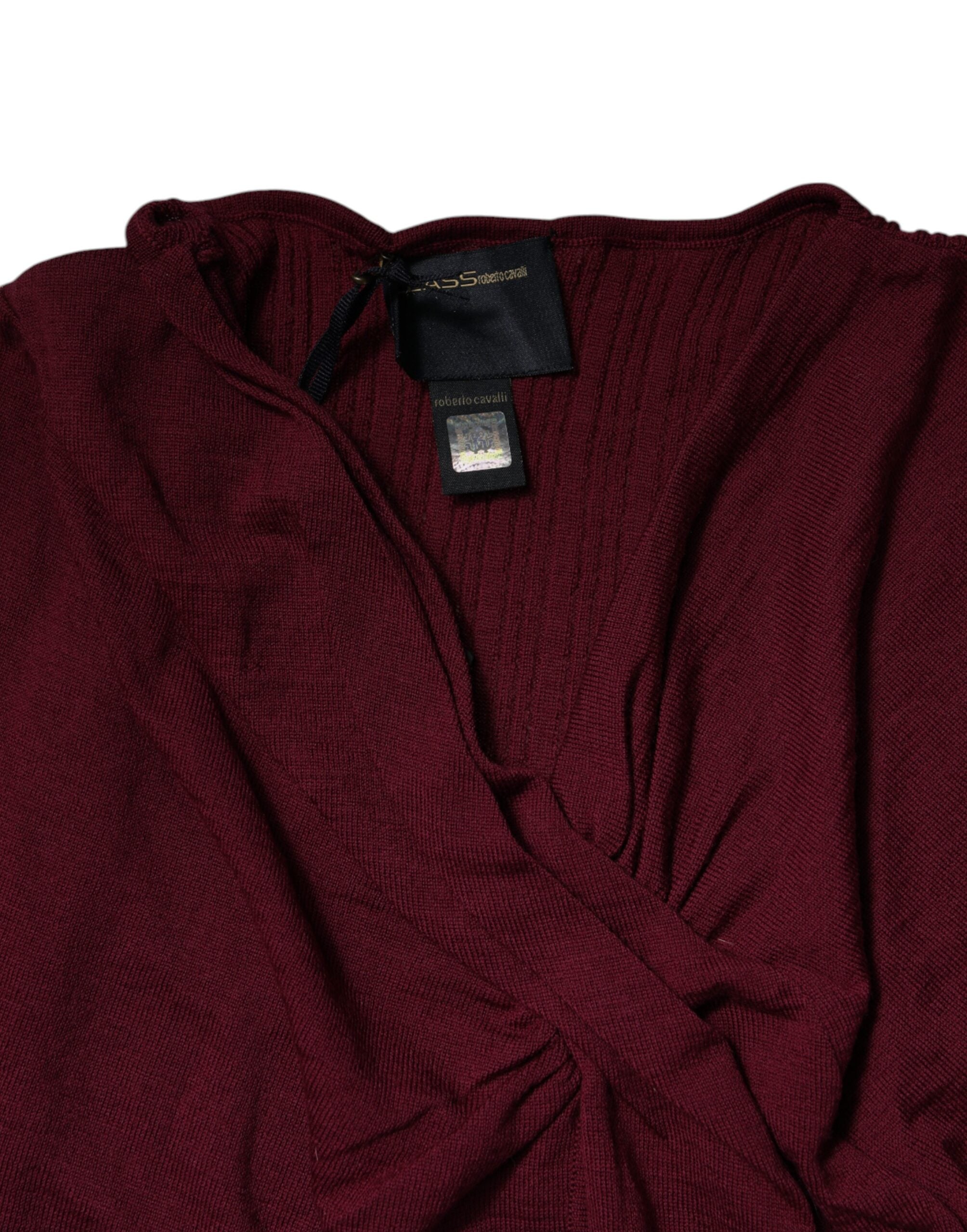 Roberto Cavalli Kastanienbrauner Pullover mit Schlüsselloch-Strickpullover