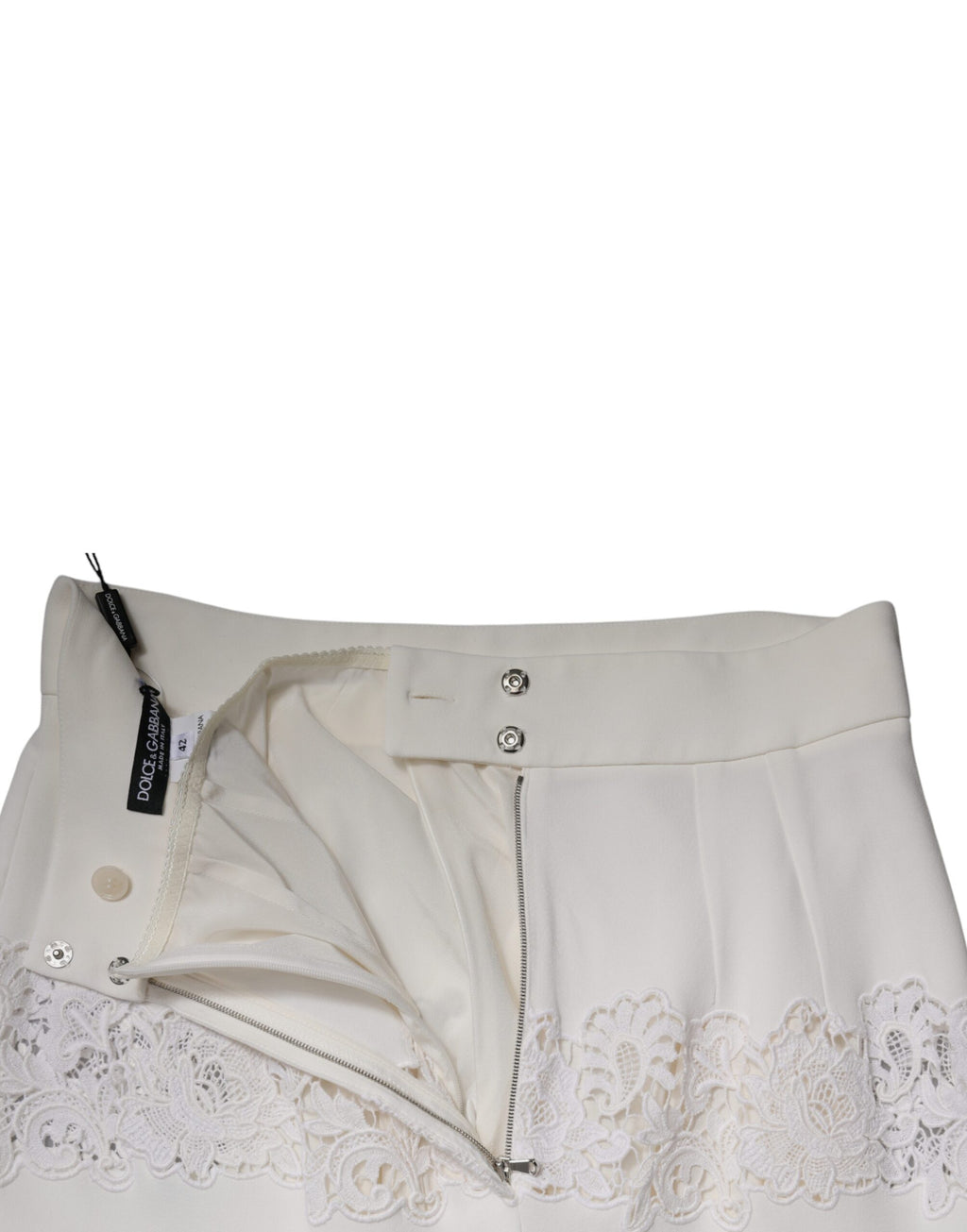Jupe crayon taille haute en dentelle florale blanche Dolce &amp; Gabbana