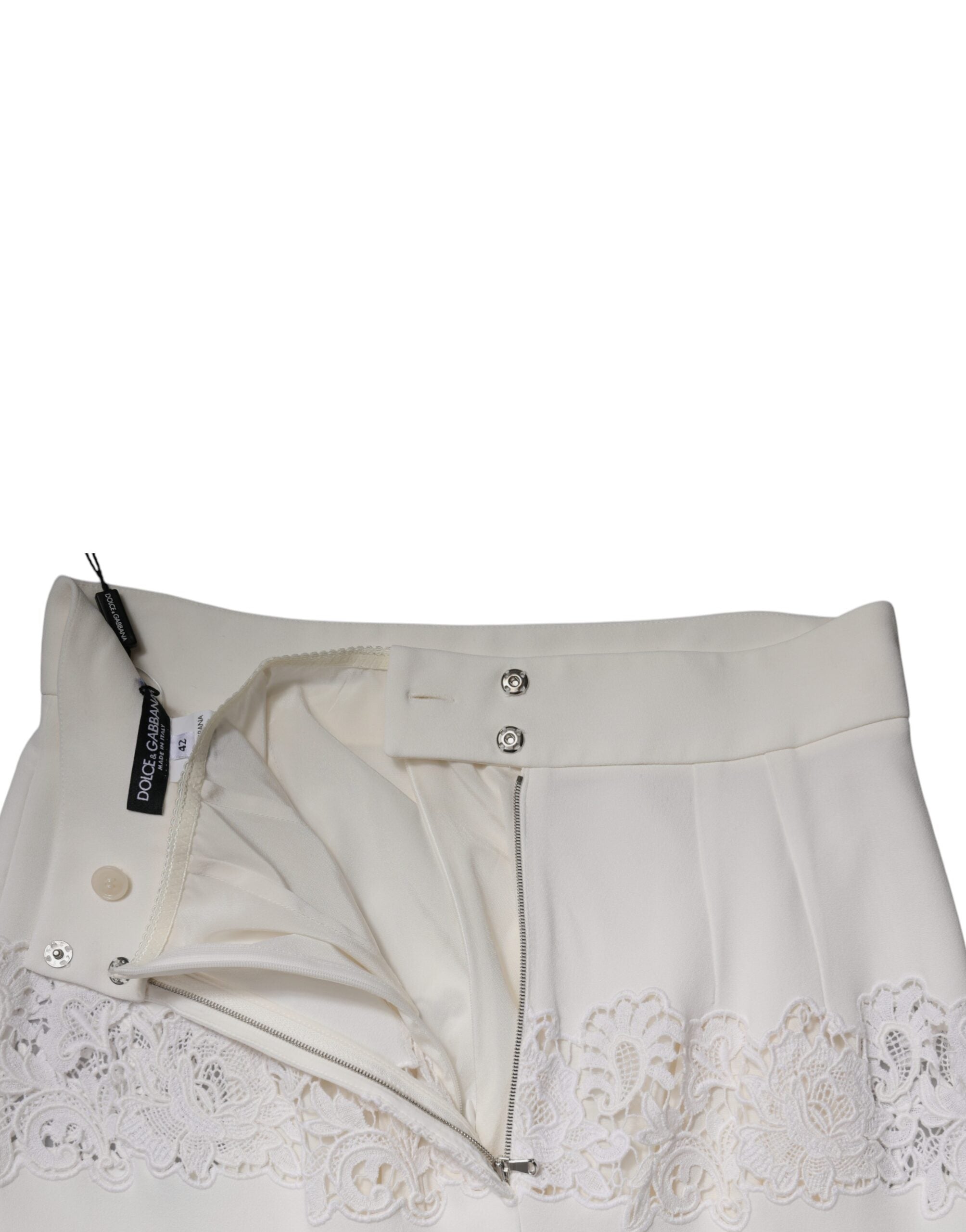 Jupe crayon taille haute en dentelle florale blanche Dolce &amp; Gabbana