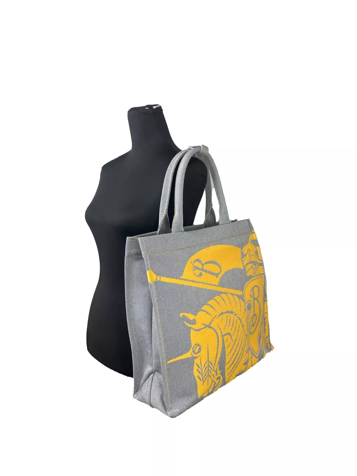 Burberry EKD Canvas-Einkaufstasche mit Münzfach, Sonnenblumengrau