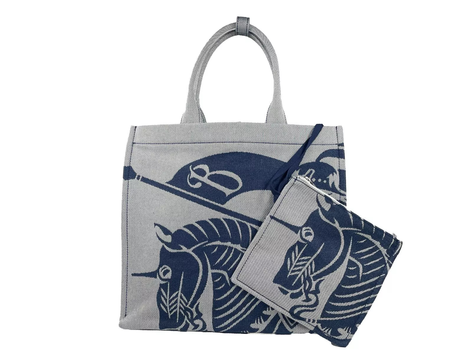 Burberry – Marineblaue EKD-Tragetasche aus Canvas mit Münzfach