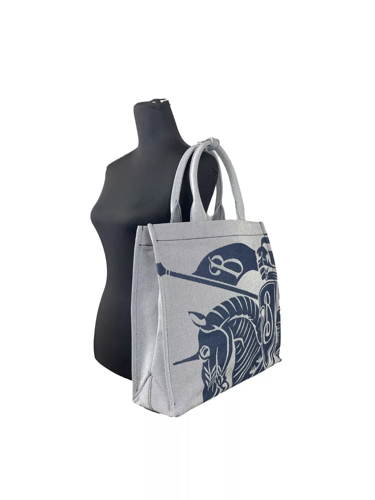 Burberry – Marineblaue EKD-Tragetasche aus Canvas mit Münzfach