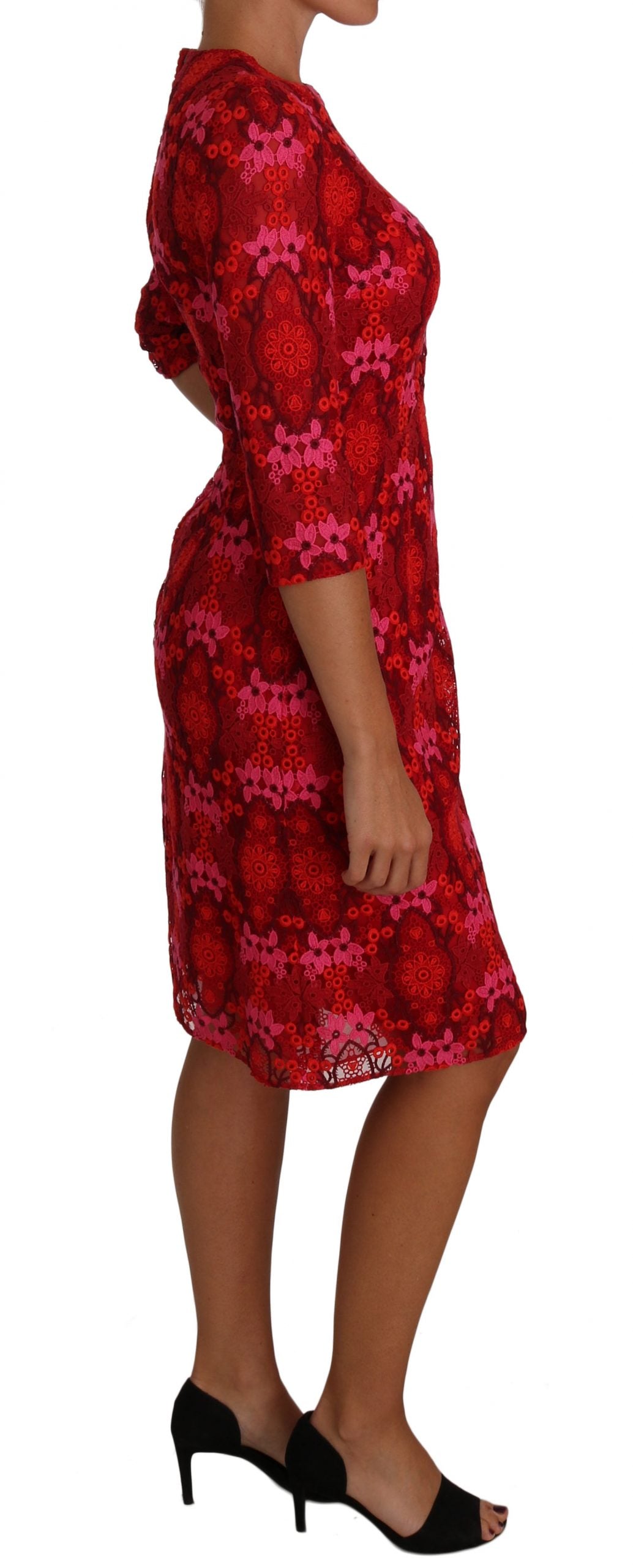 Robe élégante au crochet floral Dolce &amp; Gabbana, longueur genou