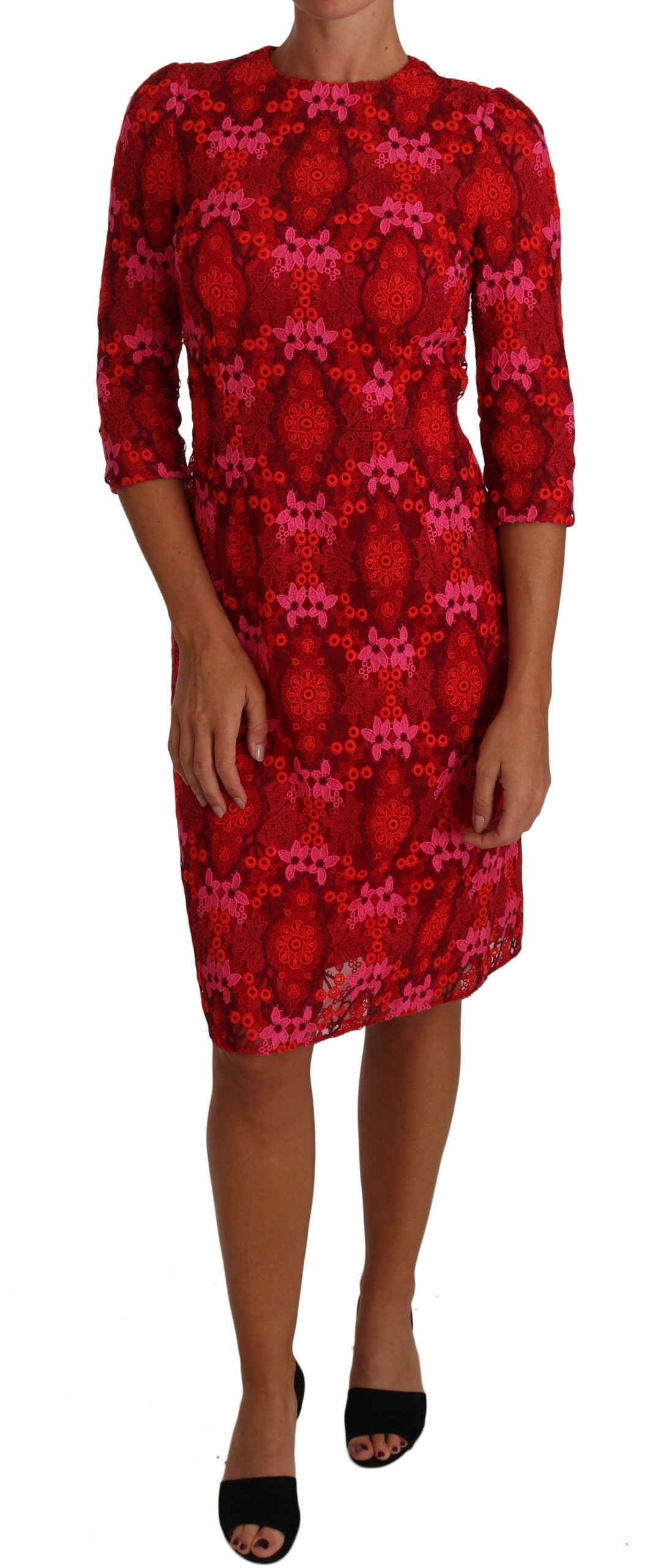 Robe élégante au crochet floral Dolce &amp; Gabbana, longueur genou