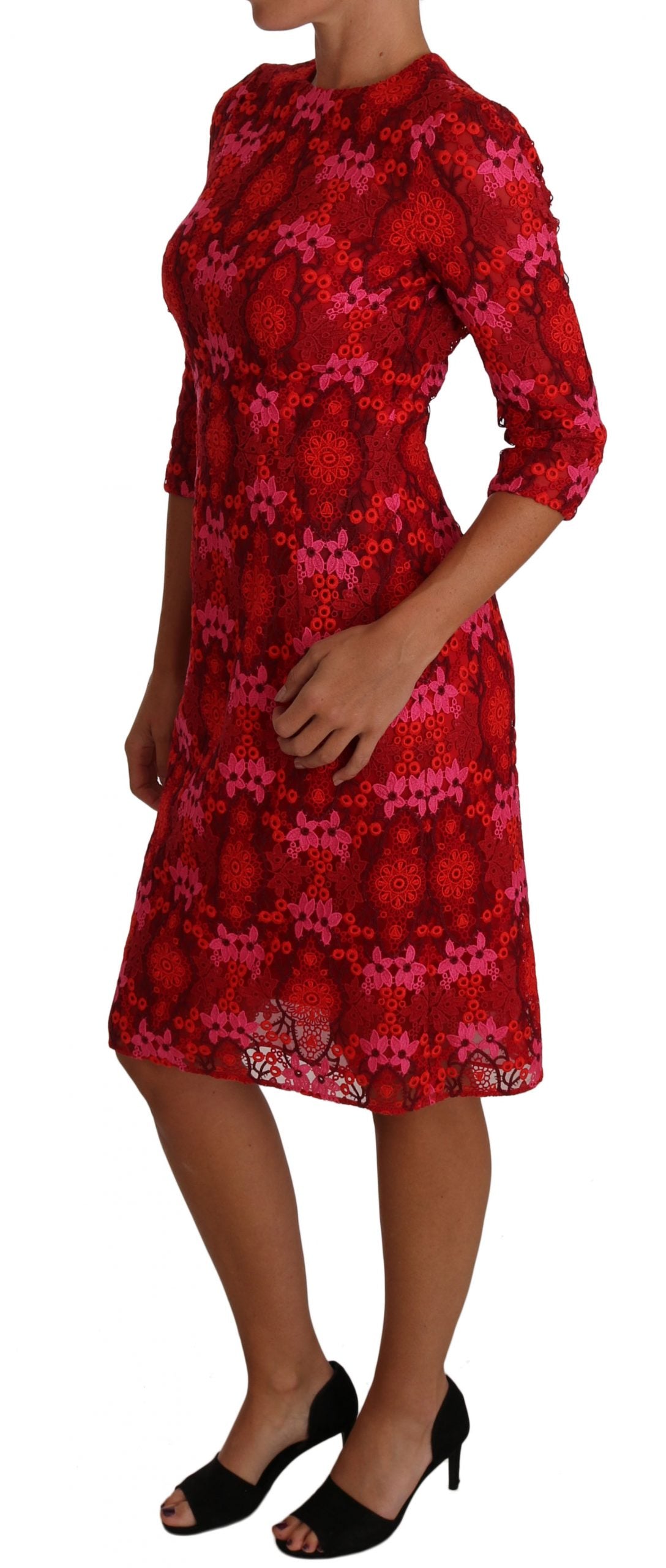 Robe élégante au crochet floral Dolce &amp; Gabbana, longueur genou