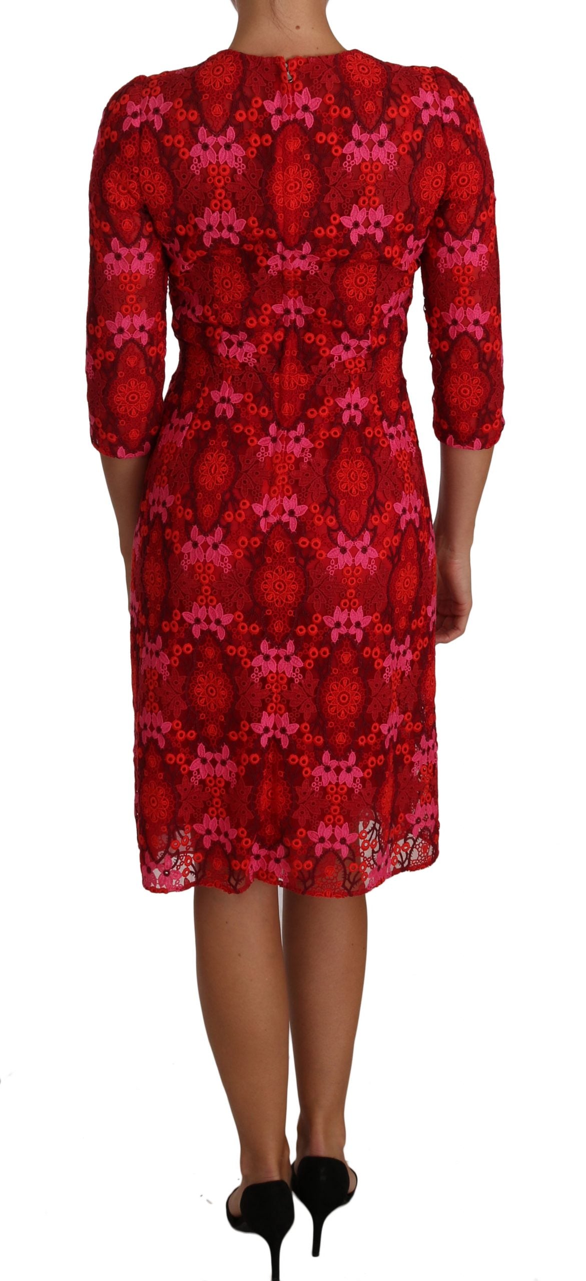 Robe élégante au crochet floral Dolce &amp; Gabbana, longueur genou