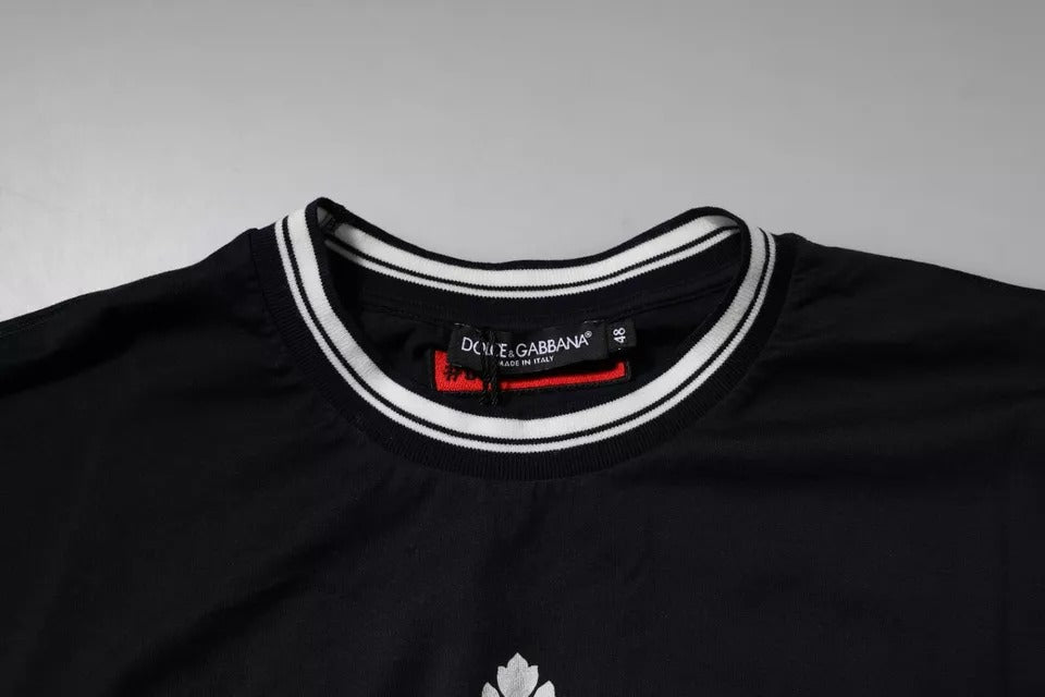 Dolce & Gabbana Dark Blue Cotton Crown Logo Crew Neck T-shirt