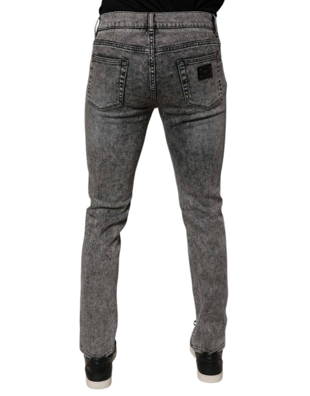 Dolce &amp; Gabbana Dunkelgraue Slim Fit-Jeans aus gewaschener Baumwolle
