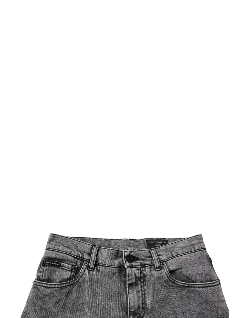 Dolce &amp; Gabbana Dunkelgraue Slim Fit-Jeans aus gewaschener Baumwolle