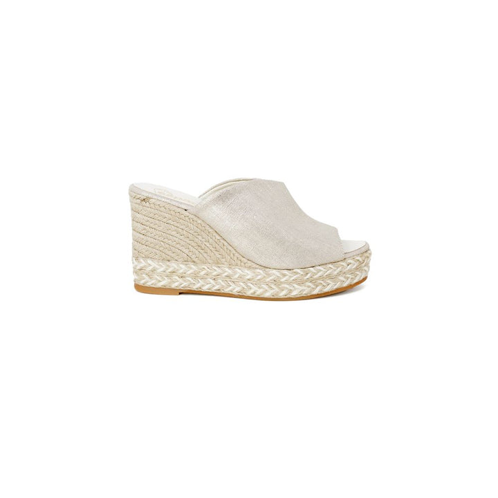 Espadrilles Gold Leder Plateau &amp; Keil
