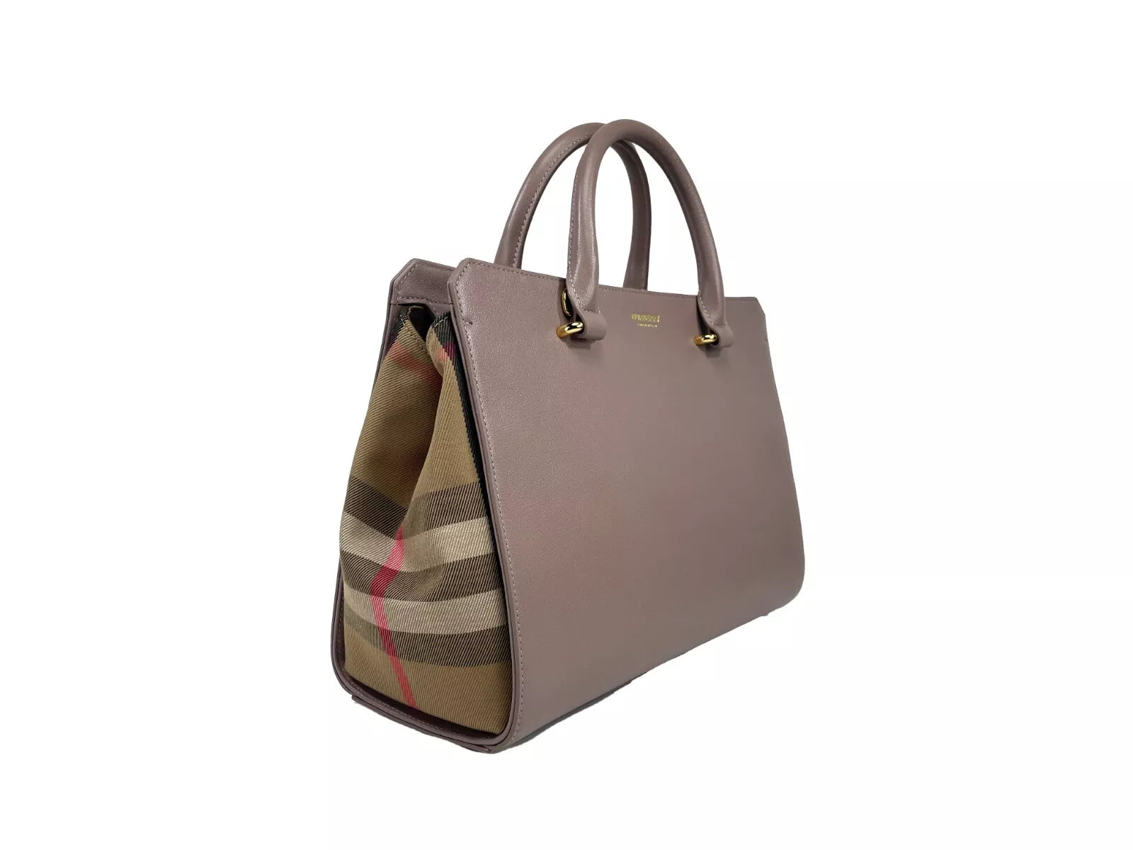 Burberry Kleine Banwell Leder-Einkaufstasche, Grauer Nerz