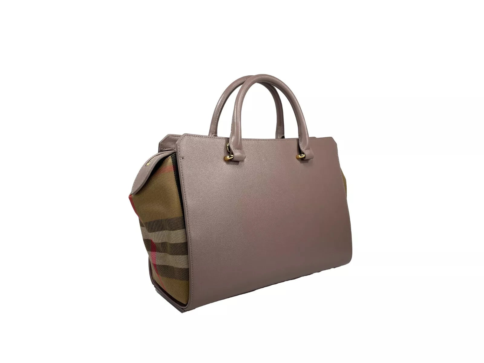 Burberry Kleine Banwell Leder-Einkaufstasche, Grauer Nerz