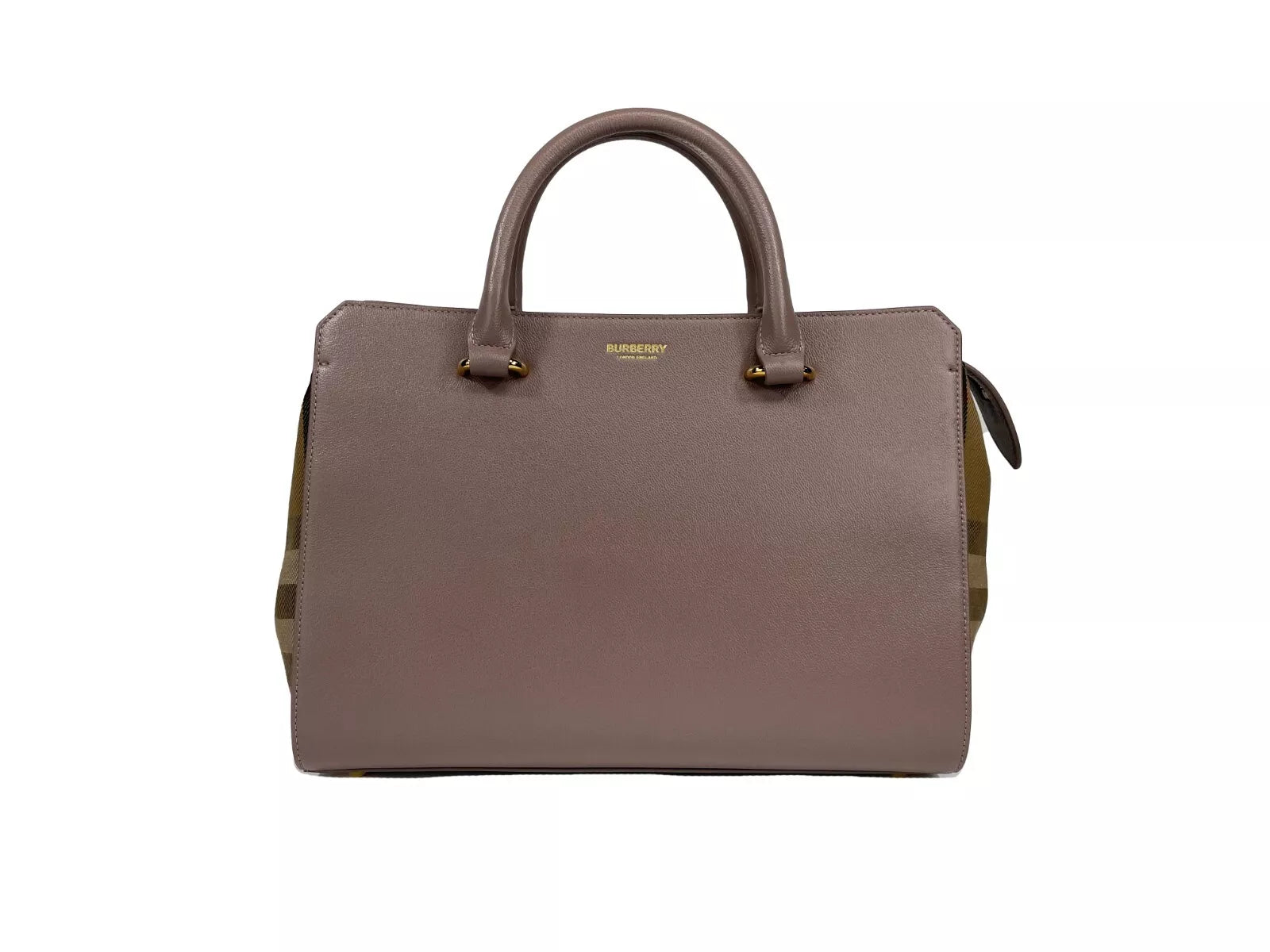 Burberry Kleine Banwell Leder-Einkaufstasche, Grauer Nerz
